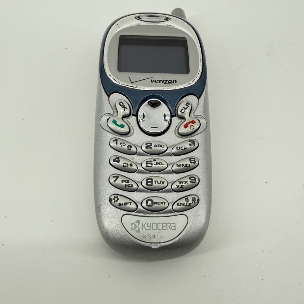 Kyocera KX414 Cell Phone Silver Solid Plastic Vintage Verizon 3G CDMA Untested